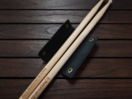 Engraved Drumsticks with Black Leather Sleeve