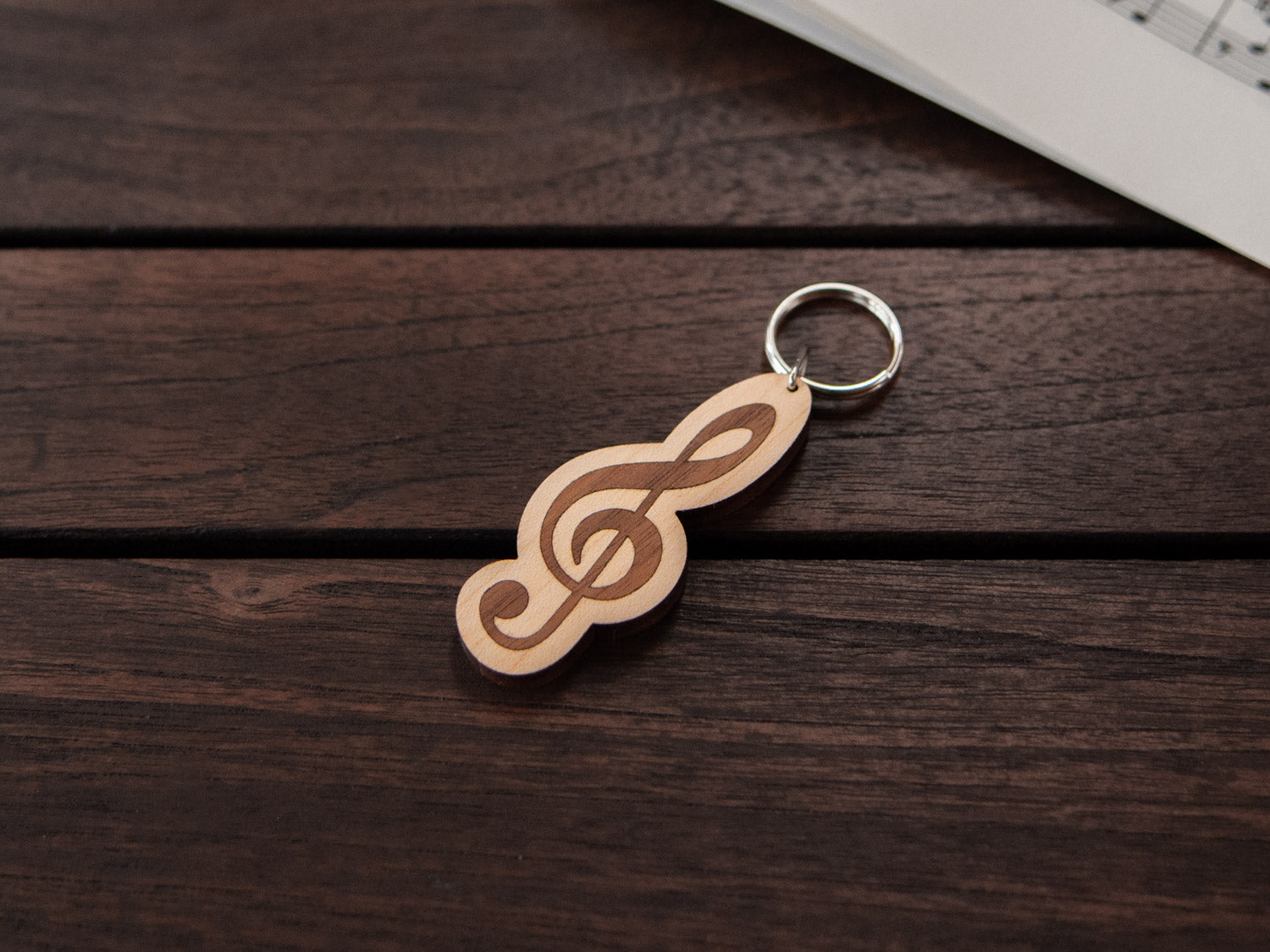 G-Clef Keychain Maple & Walnut – Berben Design