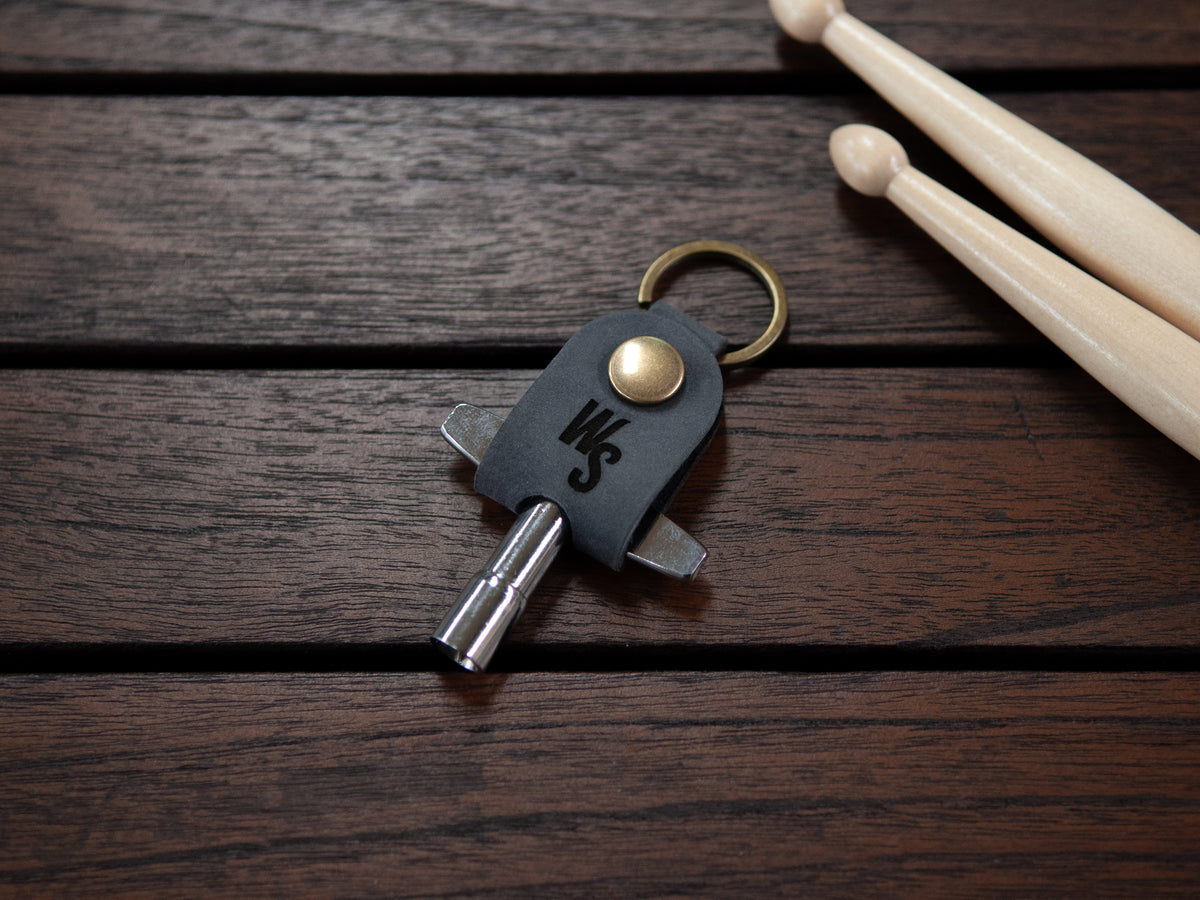 Drum Key With Personalized Leather Holder | Black