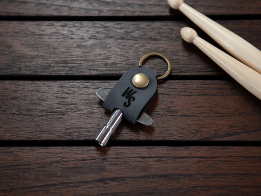 Drum Key With Personalized Leather Holder | Black