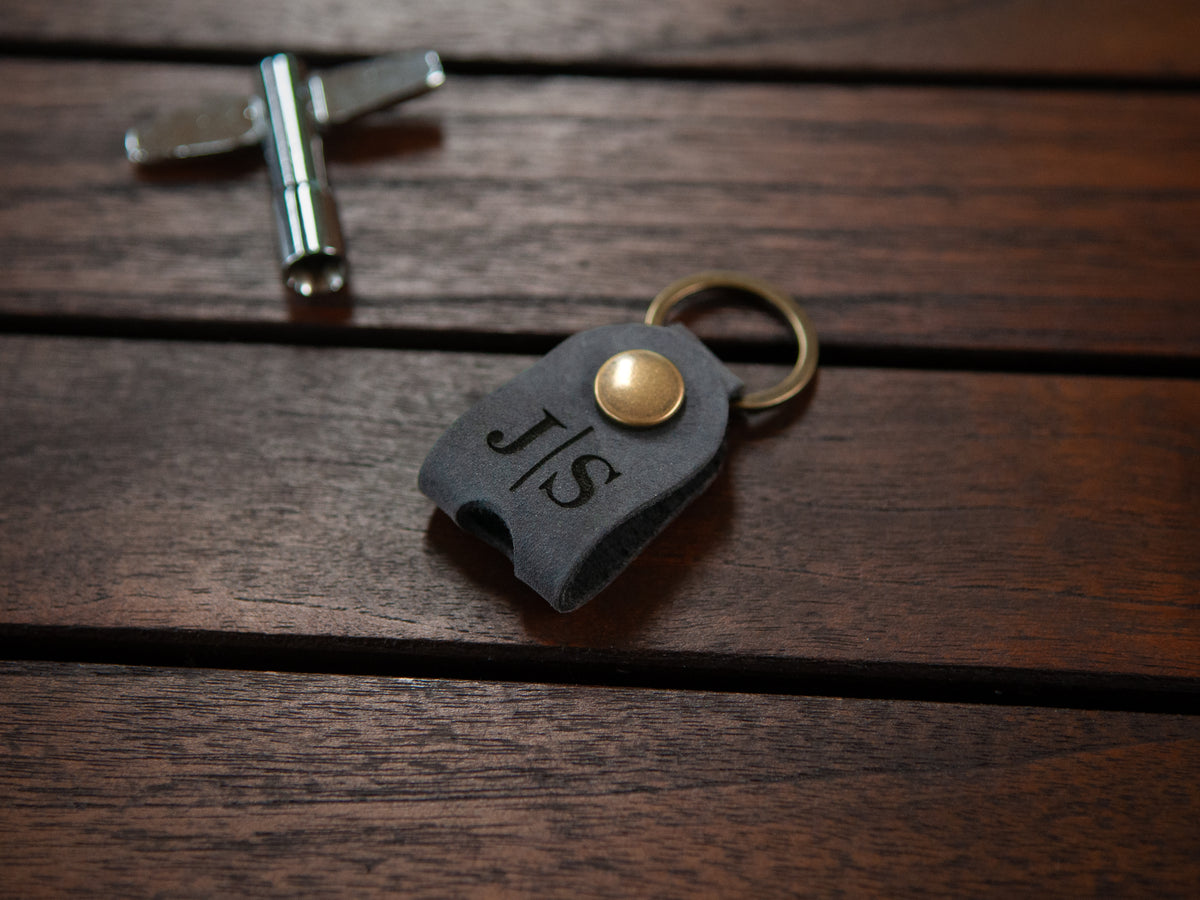 Drum Key With Personalized Leather Holder | Black